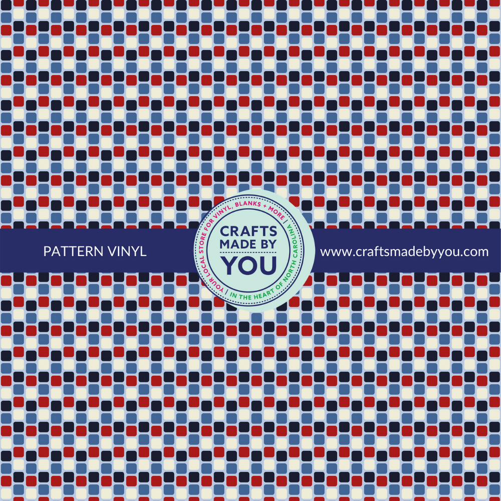 12" x 12" Heat Transfer Vinyl- Red, White, Blue Geometric