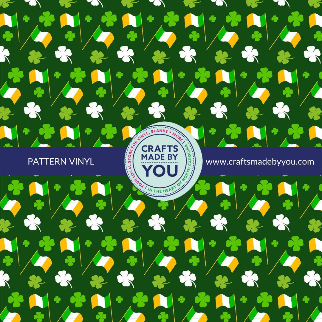 12" x 12" Heat Transfer Vinyl- Irish Flags + Shamrocks