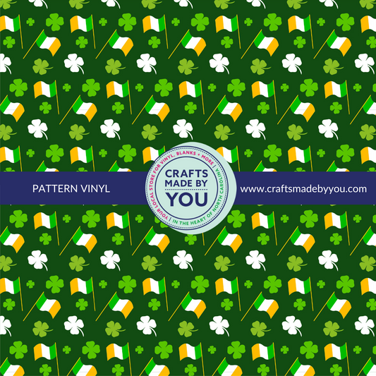 12" x 12" Heat Transfer Vinyl- Irish Flags + Shamrocks