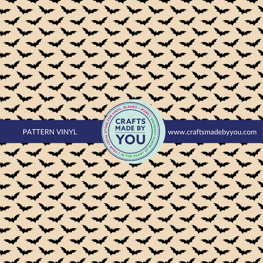 12" x 12" Pattern Heat Transfer Vinyl- Black Bats