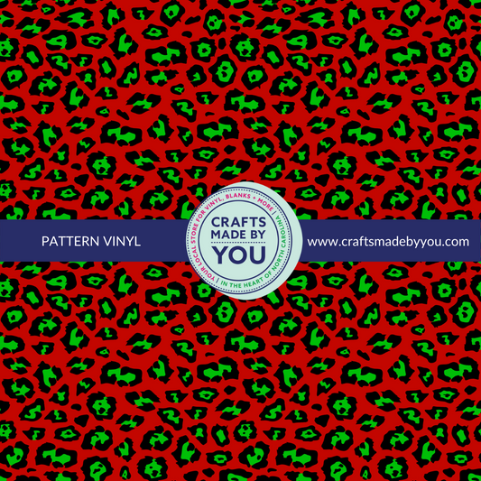 12" x 12" Heat Transfer Vinyl- Red & Green Leopard