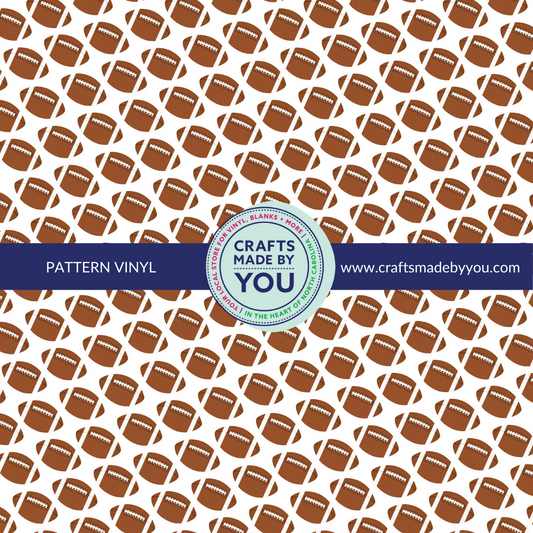 12" x 12" Pattern Adhesive Vinyl- Footballs on White