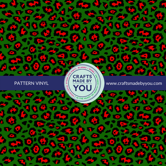 12" x 12" Heat Transfer Vinyl- Green & Red Leopard