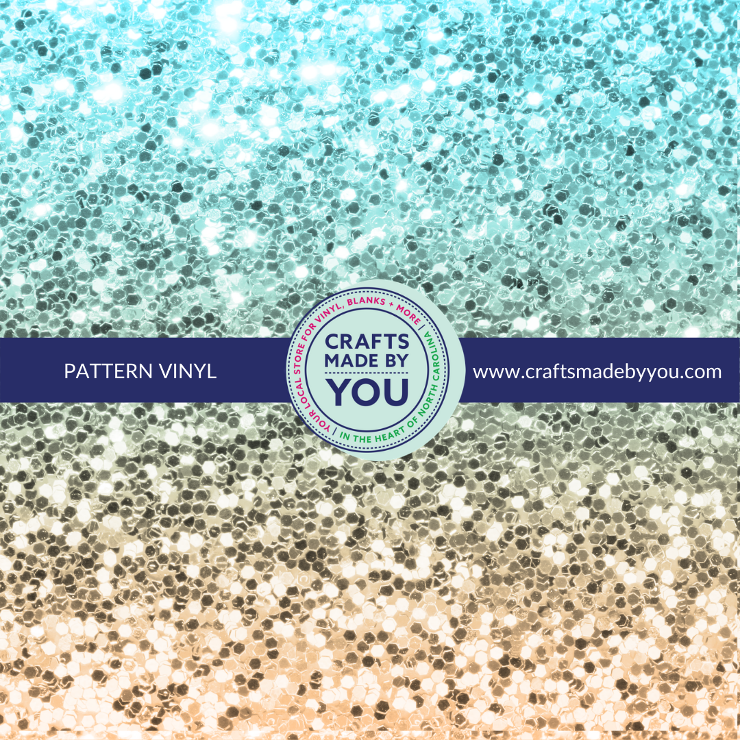 12" x 12" Pattern Adhesive Vinyl- Blue to Yellow Ombre Glitter