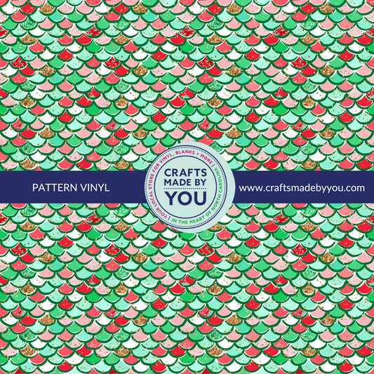 12" x 12" Pattern Adhesive Vinyl- Christmas Mermaid Scales