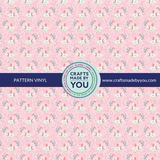 12" x 12" Pattern Heat Transfer Vinyl- Pink Candle Sticks