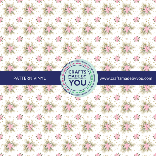 12" x 12" Pattern Adhesive Vinyl- Soft Pink Pointsettia
