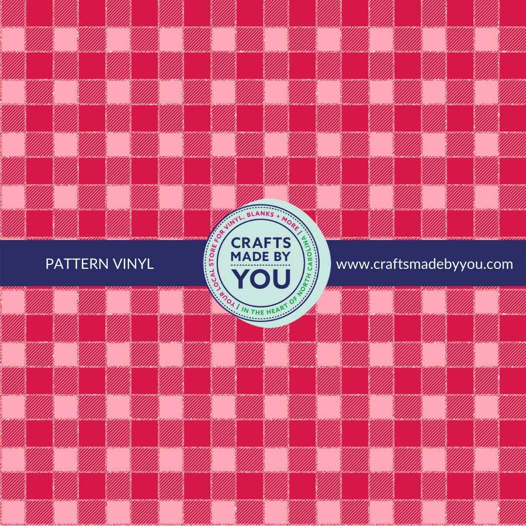 12" x 12" Pattern Adhesive Vinyl - Shades of Pink Buffalo Plaid