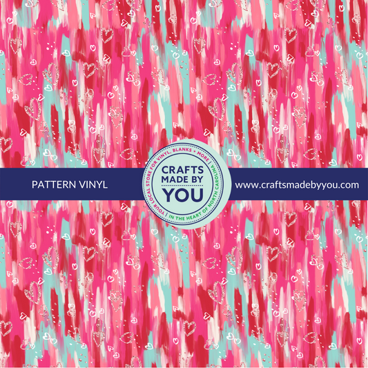 12" x 12" Heat Transfer Vinyl- Valentine Brush Strokes with Hearts