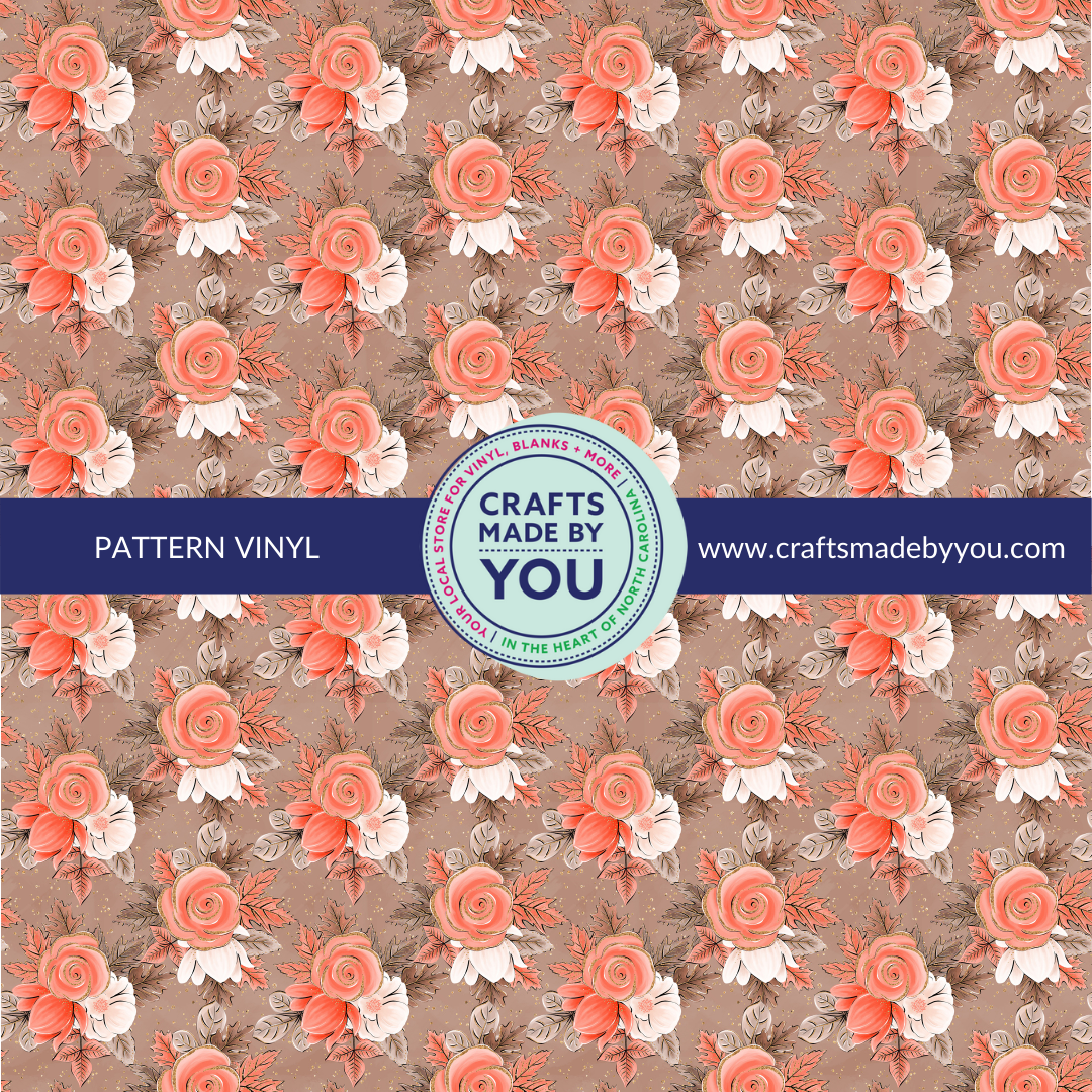 12" x 12" Pattern Adhesive Vinyl- Orange Fall Flowers