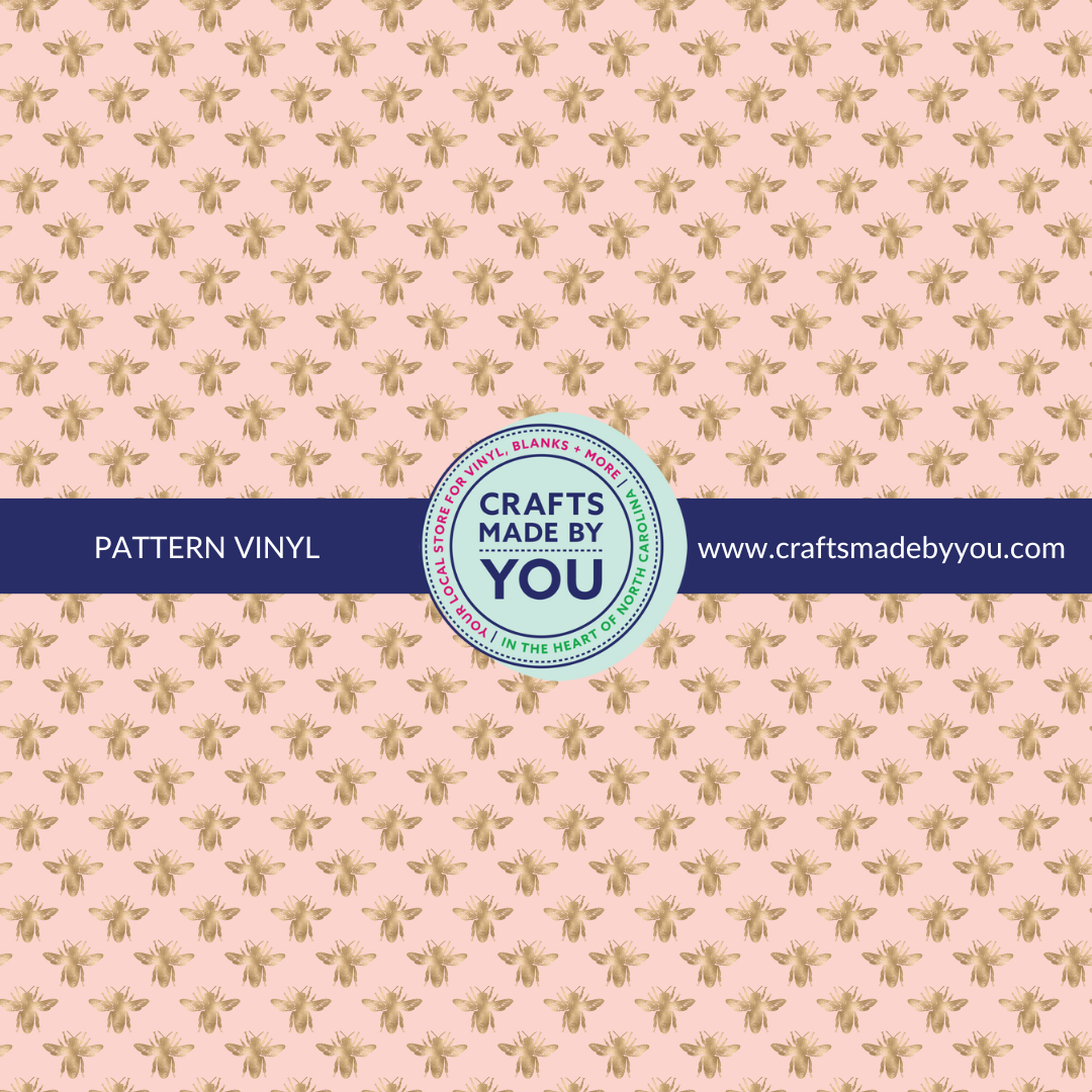 12" x 12" Pattern Adhesive Vinyl- Blush + Rose Gold Bee