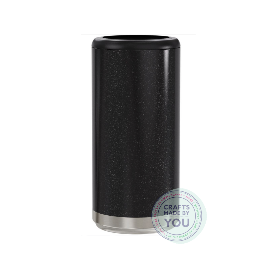 Skinny Can Cooler- Glitter Black