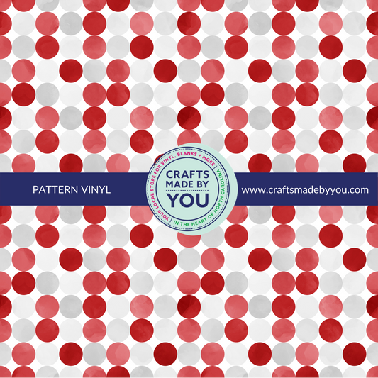 12" x 12" Pattern Heat Transfer Vinyl- Red & Grey Watercolor Dots