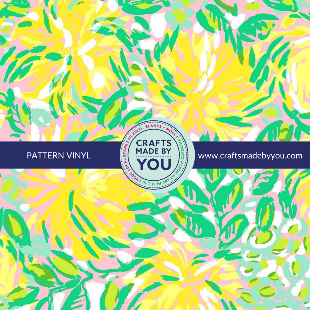 12" x 12" Pattern Adhesive Vinyl- Preppy Floral Yellow