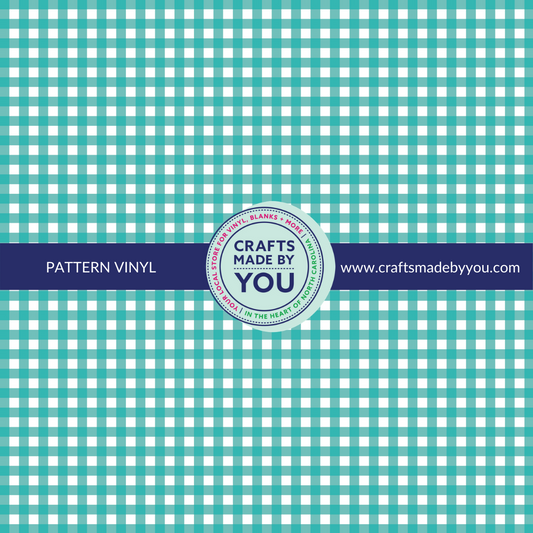 12" x 12" Pattern Adhesive Vinyl- Teal Gingham