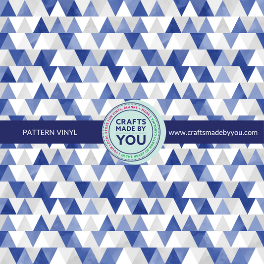 12" x 12" Pattern Adhesive Vinyl- Blue & Grey Watercolor Triangles