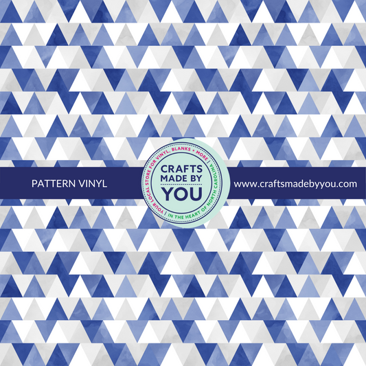 12" x 12" Pattern Heat Transfer Vinyl- Blue & Grey Watercolor Triangles
