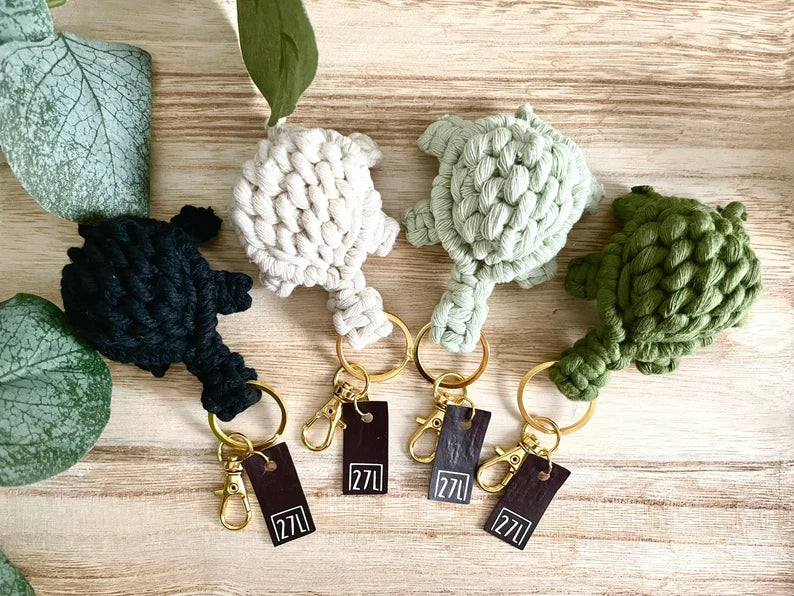 Macrame Turtle Keychain