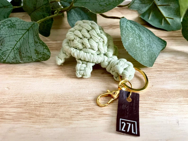 Macrame Turtle Keychain